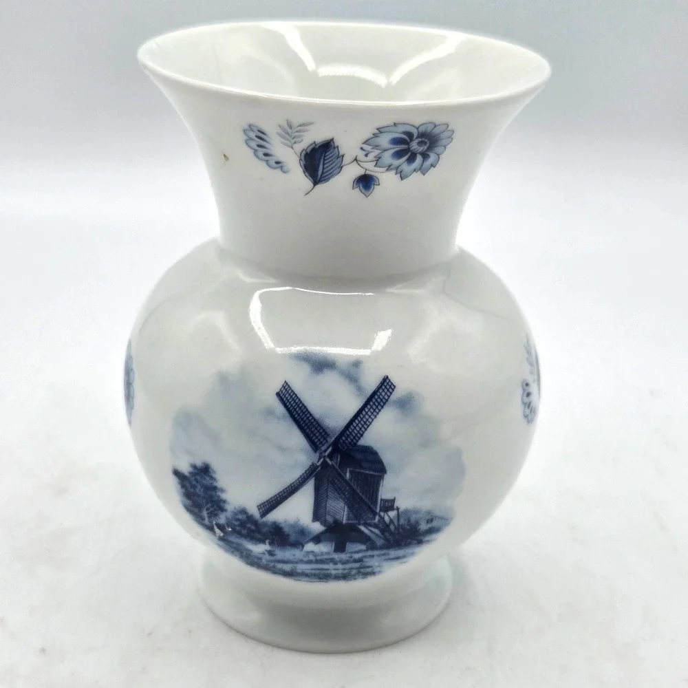 Blue and White‎ Delft Style Vase VINTAGE